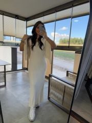 My 1111 Yaka İnci Detaylı Taş Triko Takım