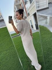 Sv 024323 Beach Triko Astarlı Vizon Elbise