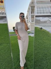 Sv 024323 Beach Triko Astarlı Vizon Elbise