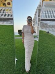 Sv 024323 Beach Triko Astarlı Vizon Elbise