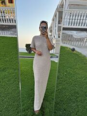 Sv 024323 Beach Triko Astarlı Vizon Elbise