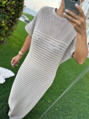Sv 024323 Beach Triko Astarlı Vizon Elbise