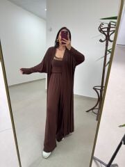 Bt 1009 Kahve Çilek Kumaş 3lü Troklu Takım