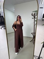 Bt 1009 Kahve Çilek Kumaş 3lü Troklu Takım
