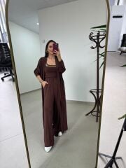 Bt 1009 Kahve Çilek Kumaş 3lü Troklu Takım
