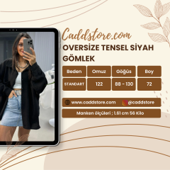 Oversize Tensel Siyah Gömlek