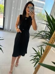 Sg Gold Tokalı Siyah Elbise