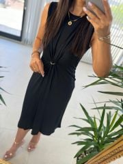 Sg Gold Tokalı Siyah Elbise