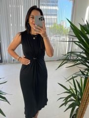 Sg Gold Tokalı Siyah Elbise