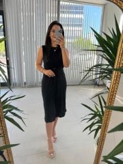 Sg Gold Tokalı Siyah Elbise