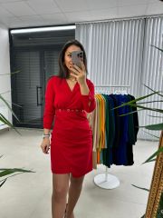 My Kuş Gözü Anvelop Kırmızı Elbise