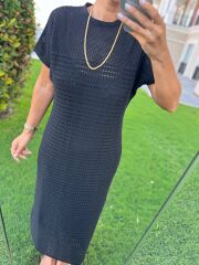 Sv 024323 Beach Triko Astarlı Siyah Elbise