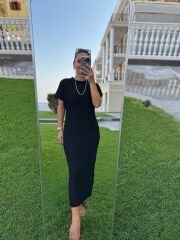 Sv 024323 Beach Triko Astarlı Siyah Elbise