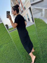 Sv 024323 Beach Triko Astarlı Siyah Elbise