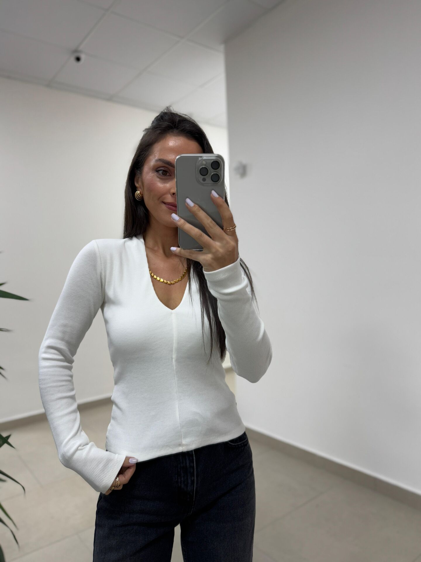 Bb 30587 Ekru V Yaka Fitilli Pamuklu Bluz