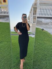 Sv 024323 Beach Triko Astarlı Siyah Elbise