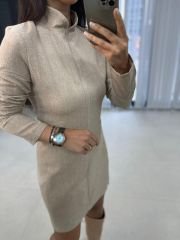 Sg Petek Dokulu Vizon Kalem Elbise