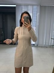 Sg Petek Dokulu Vizon Kalem Elbise