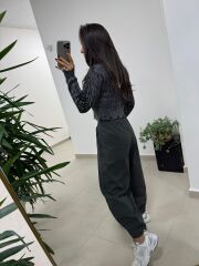 Dm 1233 Örgü Saçaklı Antrasit Kazak