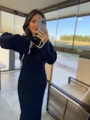 My 1111 Çizgi Detaylı Laci Triko Takım