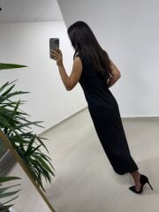 Bb 30562 Siyah Gold Kemer Detaylı Elbise