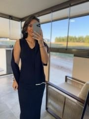 My 1111 Çizgi Detaylı Laci Triko Takım