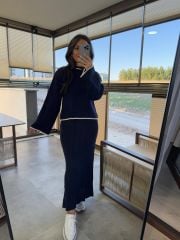 My 1111 Çizgi Detaylı Laci Triko Takım