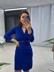 My Kuş Gözü Anvelop Saks Elbise