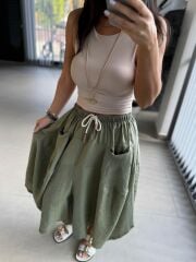 Bb 28460 Haki Floş Keten Pantolon