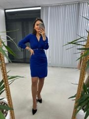 My Kuş Gözü Anvelop Saks Elbise