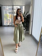 Bb 28460 Haki Floş Keten Pantolon