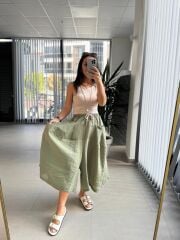 Bb 28460 Haki Floş Keten Pantolon