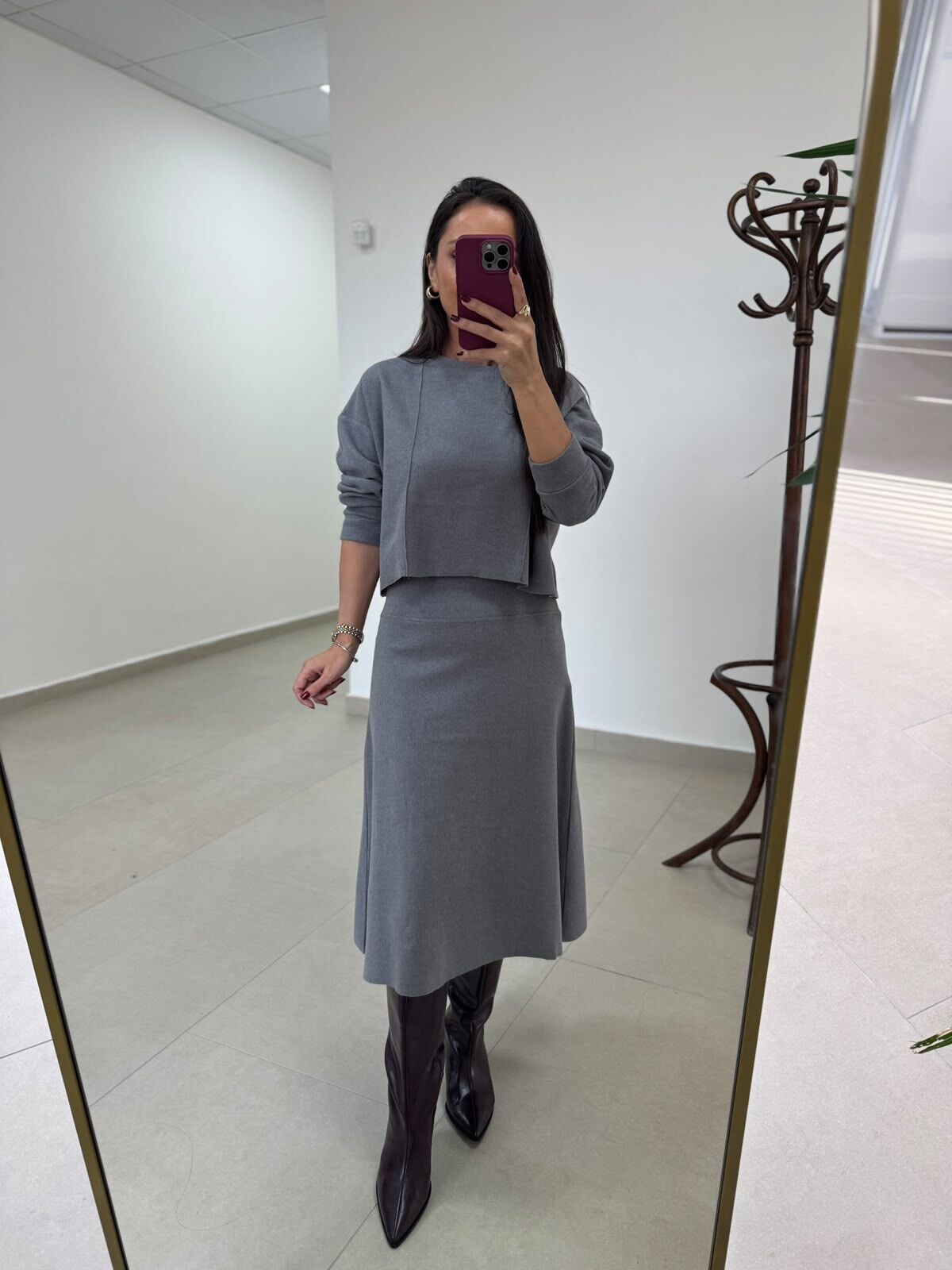 Orj Marka Gri Selanik Etekli Takım