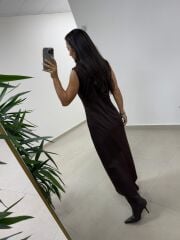 Bb 30562 Kahve Gold Kemer Detaylı Elbise