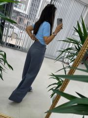 Mc 3016 Cross Button Detailed Gray Trousers