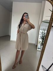 Art 4025 Dört Cepli Taş Gömlek Elbise