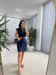 Fw 8100 Laci Kemerli Gömlek Elbise