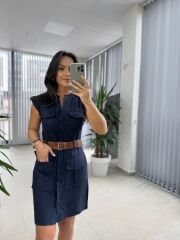 Fw 8100 Laci Kemerli Gömlek Elbise