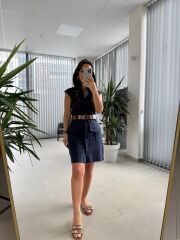 Fw 8100 Laci Kemerli Gömlek Elbise