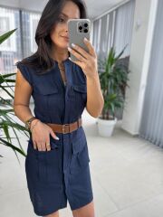 Fw 8100 Laci Kemerli Gömlek Elbise