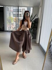 Bb 28460 Kahve Floş Keten Pantolon