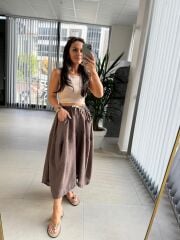 Bb 28460 Kahve Floş Keten Pantolon