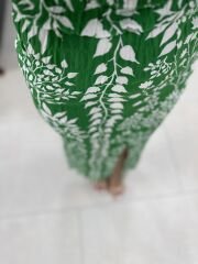 Green pencil dress with front and back gusset