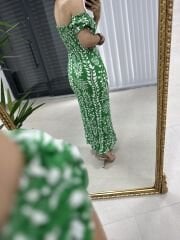 Green pencil dress with front and back gusset