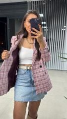 Pembe Siyah Geçişli Tüvit Ceket 1013