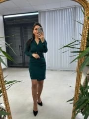 My Kuş Gözü Anvelop Haki Elbise