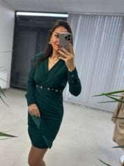 My Kuş Gözü Anvelop Haki Elbise