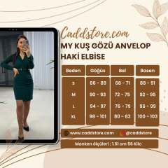 My Kuş Gözü Anvelop Haki Elbise