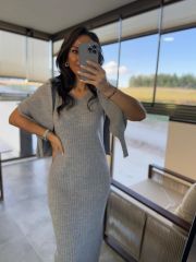 My 1111 Çizgi Detaylı Gri Triko Takım