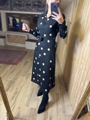 Orj marka Puanlı şifon siyah elbise